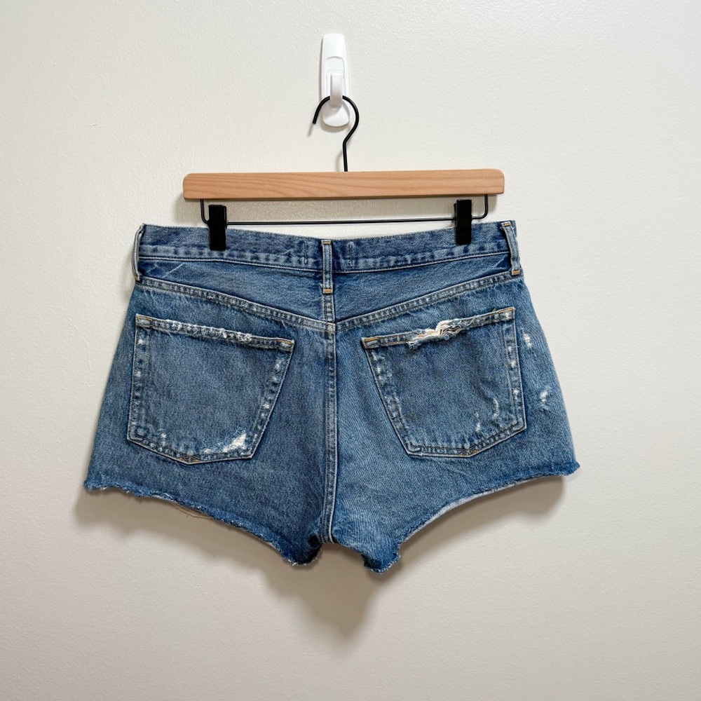 Agolde Parker denim shorts high rise distressed cutoff jean shorts western beach - Picture 5 of 12